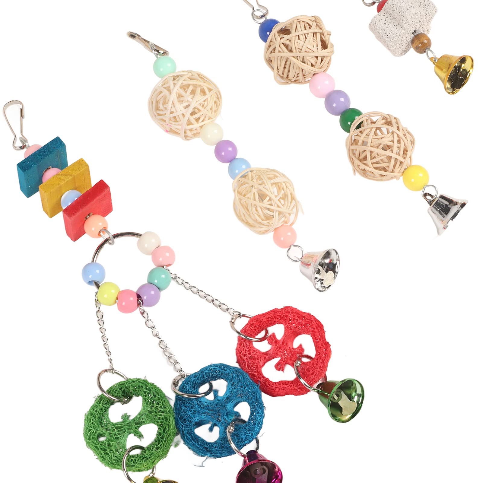 12-teiliges Hühnerstall-Spielzeug, bunte Leier, Schaukel, Hängebrücke, Leiter, Obstgabeln, Spiegel, Rattan-Kugelschnur-Set
