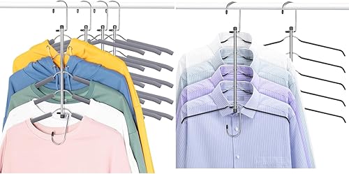 Perchas para ropa antideslizantes que ahorran espacio con espuma acolchada, paquete de 4 unidades, color gris, con revestimiento de PVC, 2 unidades,