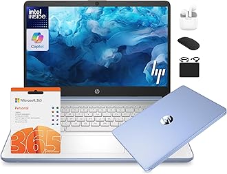 14 Laptop Student Business 2025 Flagship Computer, AI Copilot, 4-Core 13th Gen Intel CPU, 16GB RAM 628GB Storage (128GB UFS+ 500GB Ext), 1-Yr Office 365, Long Battery HubxcelAccessory Win 11S Blue