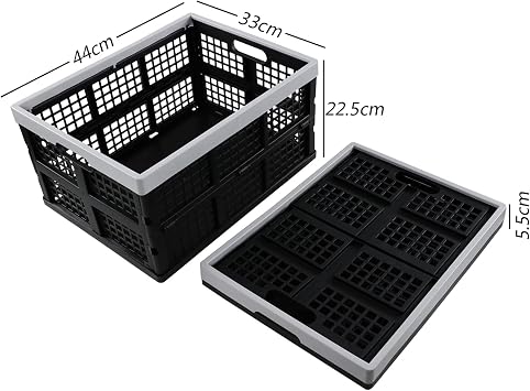 4-Pack 30 L Plastic Folding Crate, Collapsible Storage Crates Basket