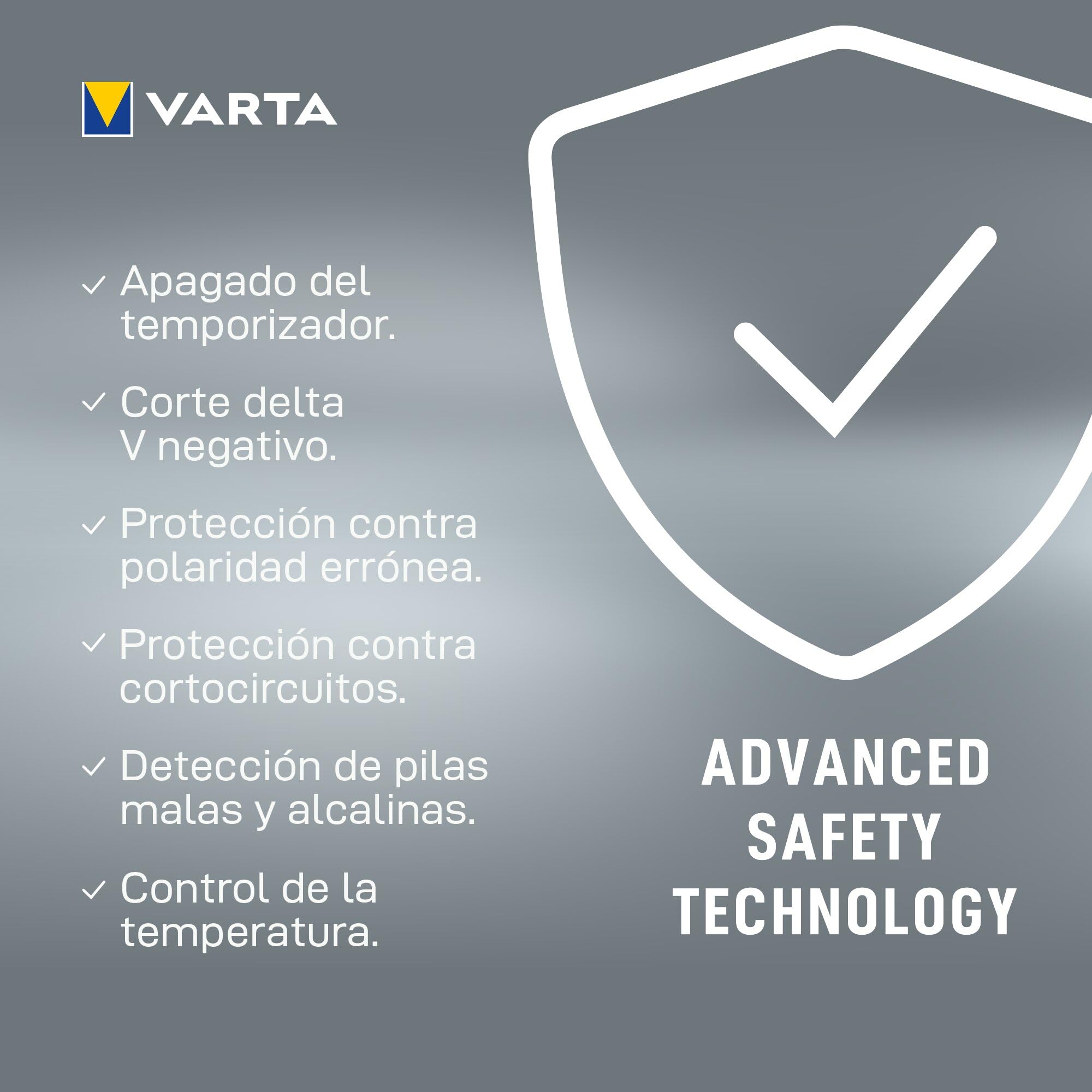 VARTA Cargador de Pilas, Incl. 4X AA 2100mAh, Cargador para Pilas AA/AAA Recargables, LCD Smart Charger+, Carga por Ranura única, 2 Modos: Carga, refresca