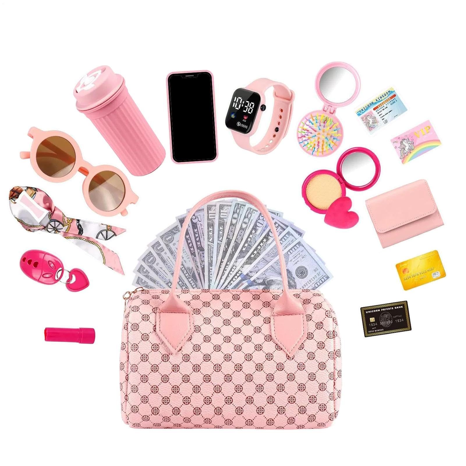 Juego de Monederos para Niñas - Bolso de Juguete con Accesorios | de Juego de rol para Vestir Princesas para Edades de 3 a 6 años, Kit de de simulación, Regalo de cumpleaños para niños, jue