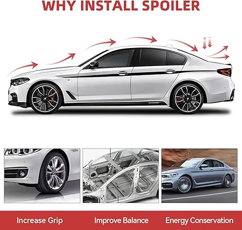 Miniatura 6 de Alerón trasero negro brillante para maletero para BMW compatible con 2007-2013 E92 3 Series 328i E90 M3 335i 335xi 335is 335i 328i 328xi (Regular)