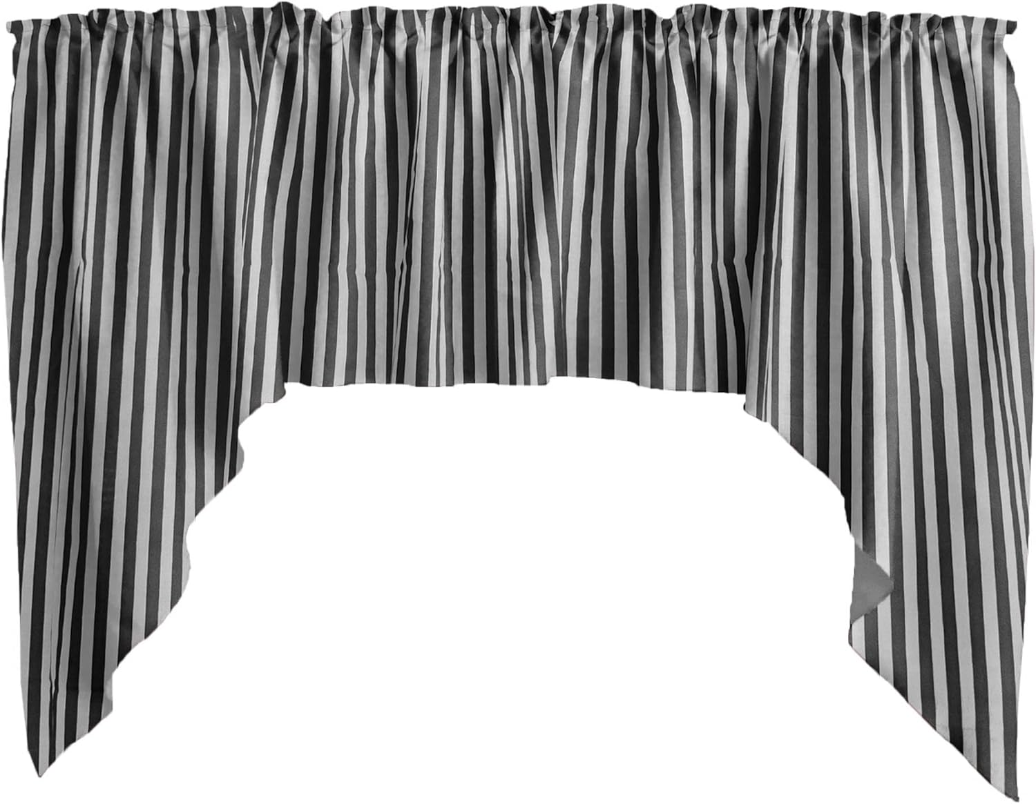 Zen Creative Designs 1/2 Inch Stripe Print Swag Cotton Window Valance Home Décor Bedroom Nursery Kitchen Window (Red Black)