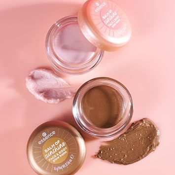 essence Balm of Sunshine Face & Body Glow Balm (20 | Seduction du Soleil) | Dewy Luminous Shimmer, Face Highlighter, Lightweight Non-Greasy, Oil-Infused, Multi-Use Makeup, Vegan, Cruelty Free, 0.56 oz