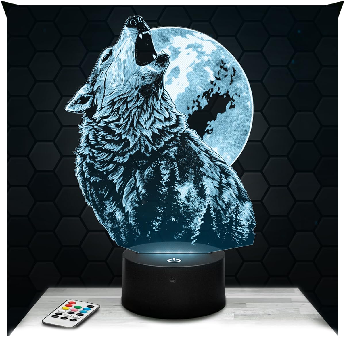 Lampephoto.fr - Wolf Moon 3D Lamp, Wolf Decoration, Gift Idea for Men and Women, Night Light, Bedroom Decor, Original Christmas, Gift Idea, Led Bedside, Gifts Merchandising TOP — image 1