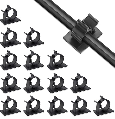 Viaky 30 clips de alambre de cable negro ajustables de nailon para gestión de cables adhesivos, adecuado para cables de diámetro máximo de 0.6