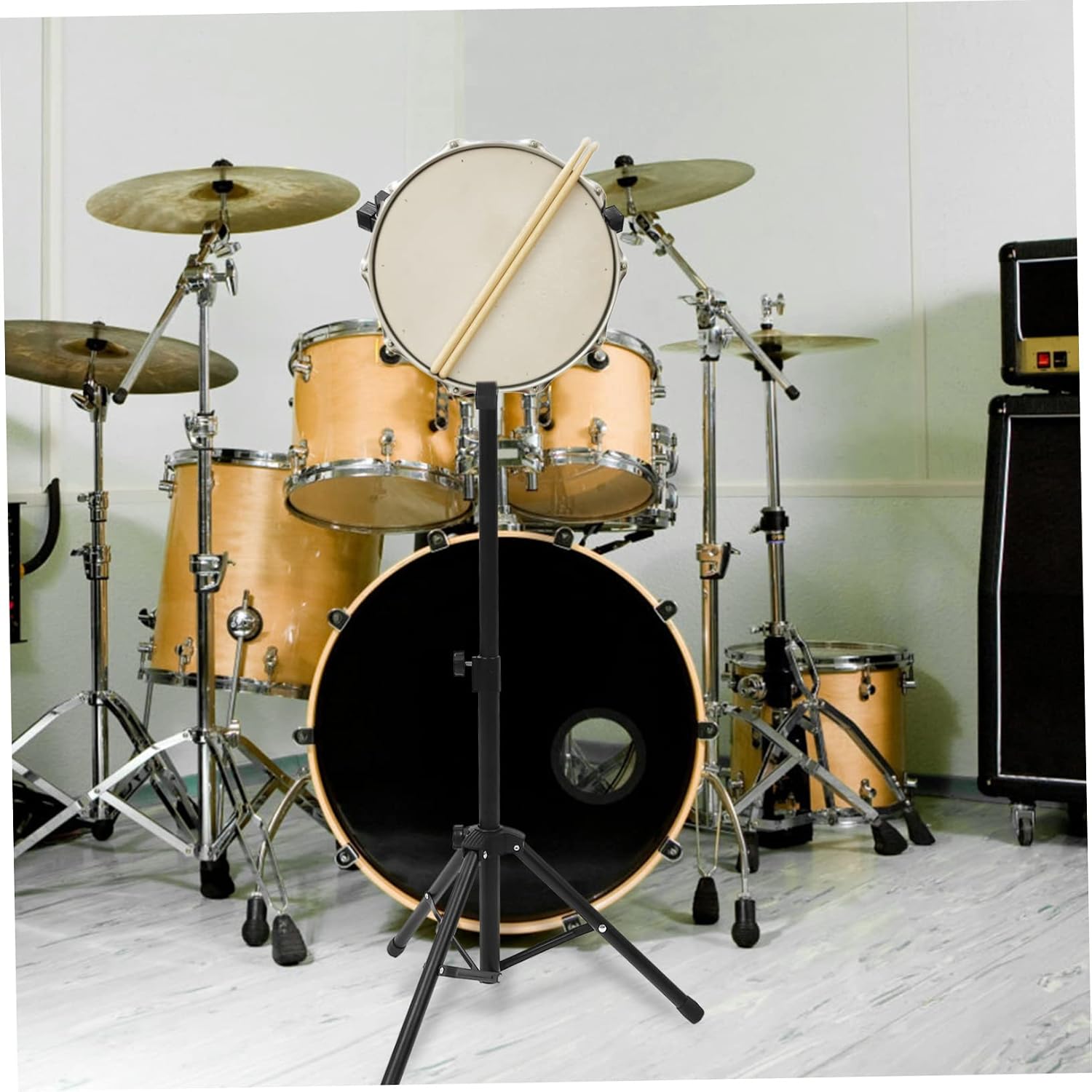 1set Snare Drum Stand Holder for Practice Black Alloy Rack for Drummers Suitable for Beginners and Professionals