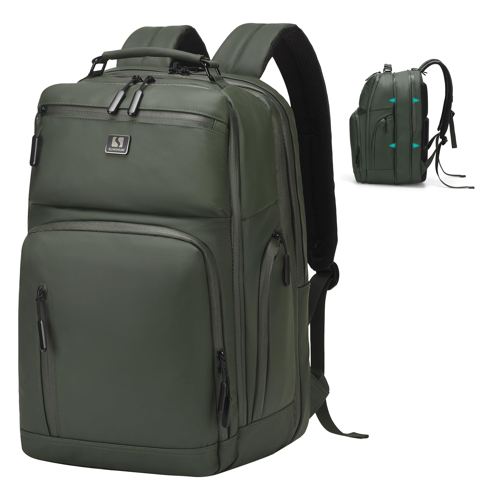 SUIKIHUM Expandable Business Backpack with Laptop Compartment - Waterproof, Airline Approved, Capacity, for Work & Travel