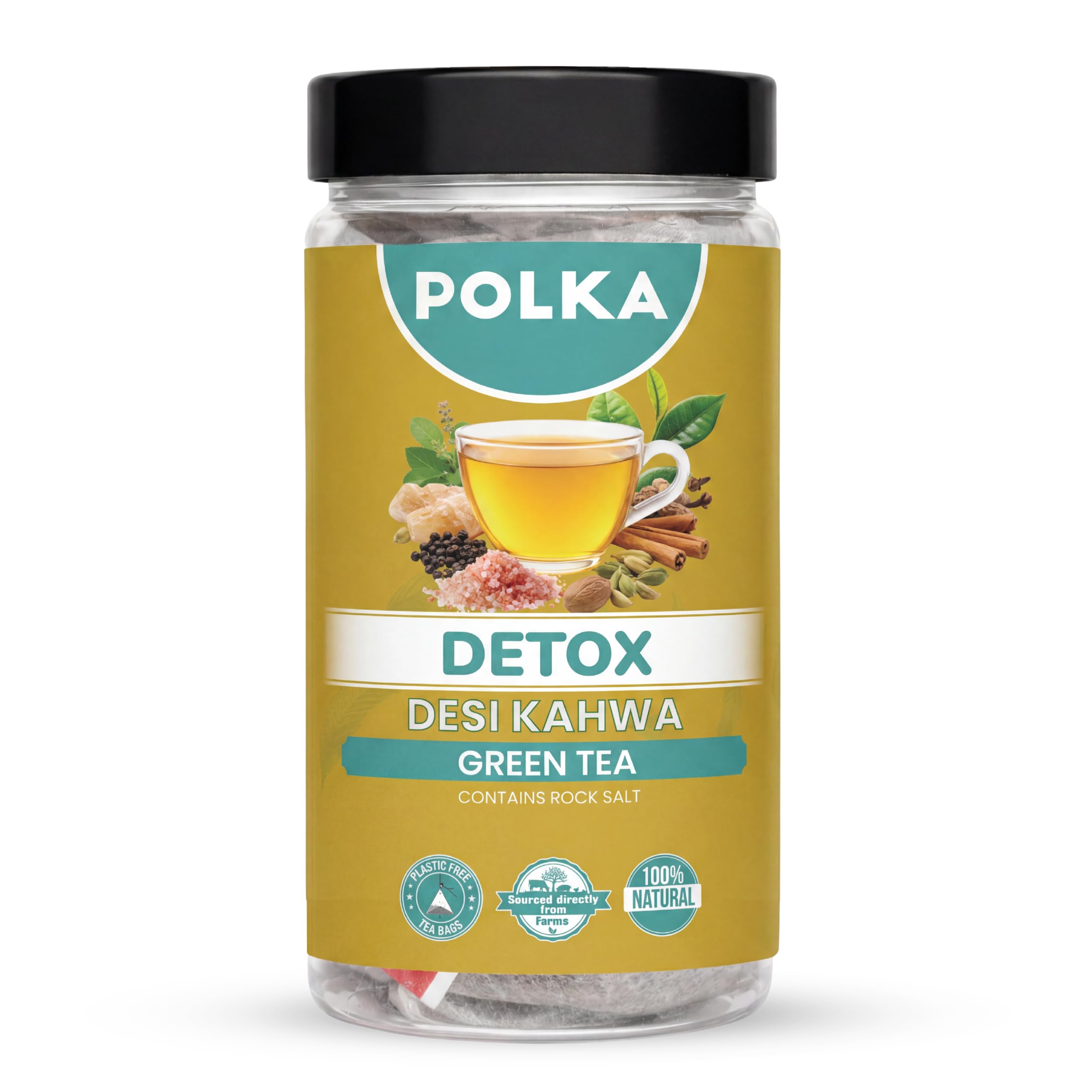 POLKA GreenTea 20 Bags Kahwa Detox Tea Green Tea for Weight Loss Detox Desi Kahwa Supports Digestion & Flu Infection — Amazon image 8