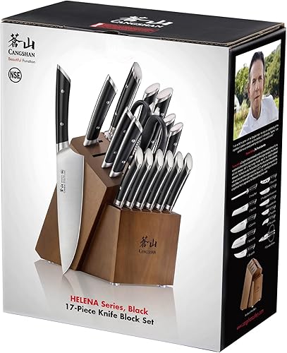 Miniatura 9 de Cangshan HELENA Series Juego de bloques de cuchillos forjados de acero alemán (17 piezas, negro)