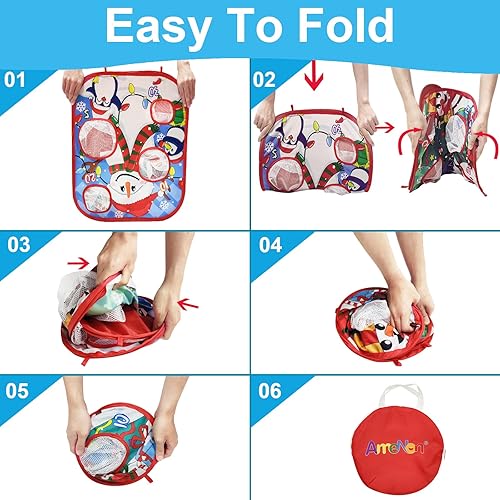 Miniatura 3 de Juegos de fiesta de Navidad para niños y adultos, tablero plegable de doble cara, 8 agujeros de puntuación, suministros de fiesta de Navidad, patio,