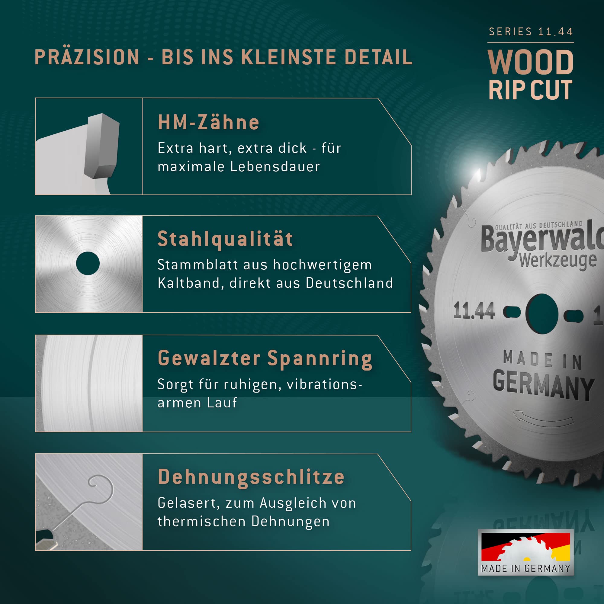 Bayerwald HM Brzeszczot do piły tarczowej - Ø 500 x 4 x 35 | Z=36 WZ | Seria 11.44 - do drewna ciętego wzdłużnie (miękkie drewno, drewno twarde, drewno egzotyczne, fornir)
