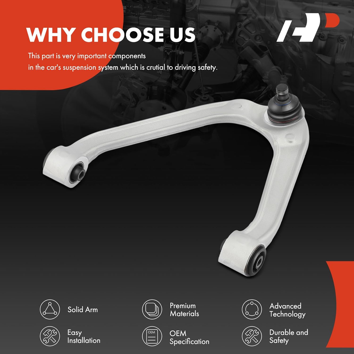 A-Premium Front Right Upper Control Arm, with Ball Joint & Bushing, Compatible with Infiniti QX70 2014-2017, FX35 2009-2012, FX37 2013, FX50 2009-2013