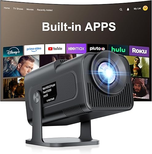 Miniatura 8 de Proyector nativo 1080P 4K, 600 lúmenes ANSI, WiFi y Bluetooth, aplicaciones integradas, enfoque eléctrico y Keystone automático, mini proyector