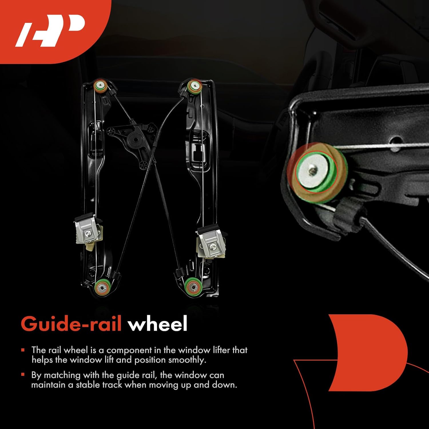 A-Premium Rear Left Driver Side Electric Power Window Regulator Without Motor Compatible with Porsche Cayenne 2011-2018, with Sound Package