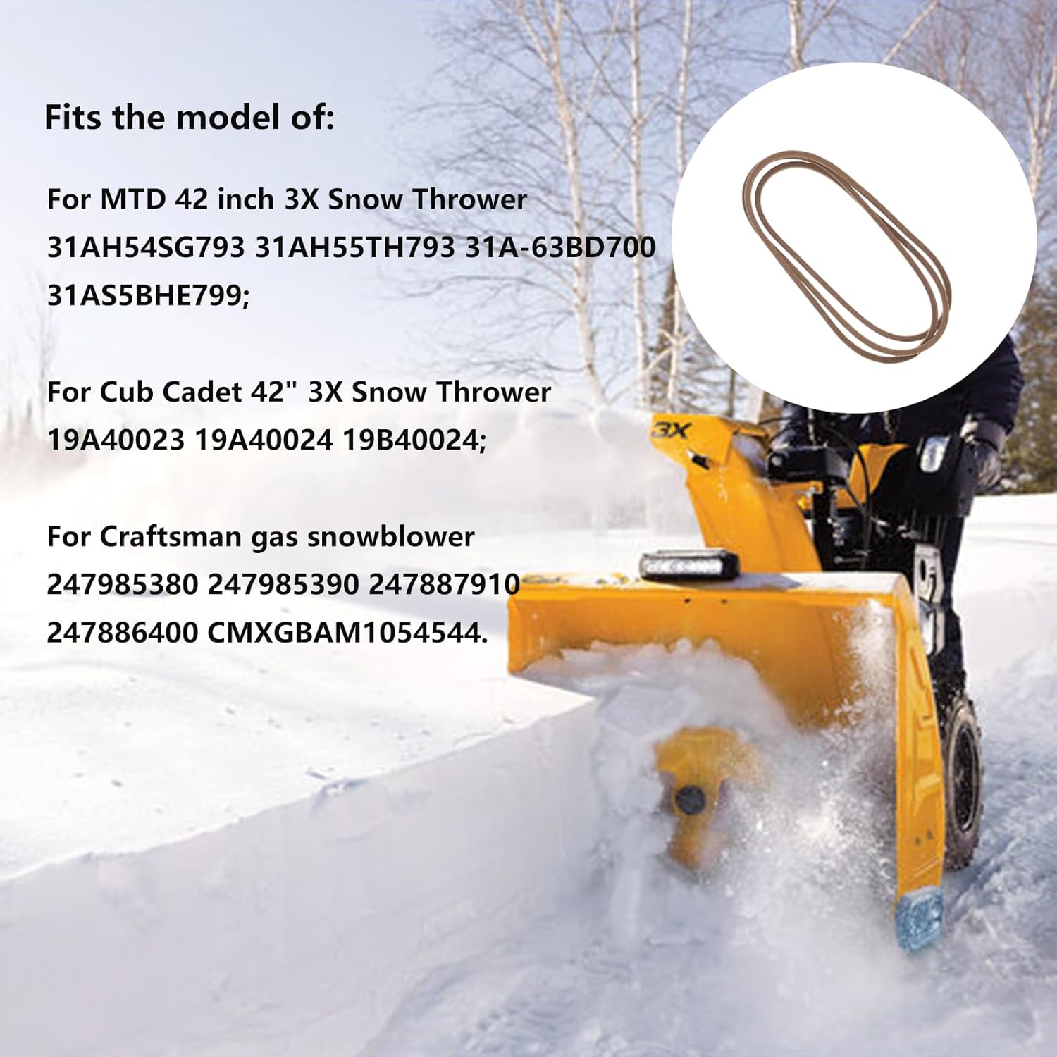 954-05062 Aramid Belt for Cub Cadet B-Section X 138 MTD Craftsman 42 inch 3X Snow Thrower 754-05062 (954-05062)