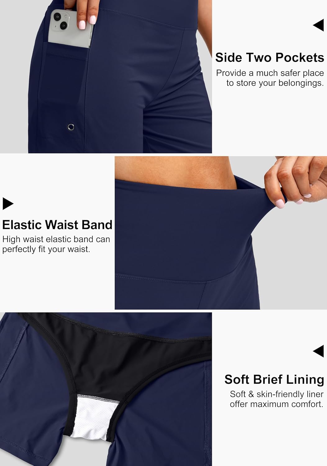 G Gradual Women's 5" High Waisted Swim Board Shorts with Phone Pockets UPF 50+ Quick Dry Beach Shorts for Women with Liner - Image 5