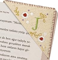 Vista 39 de Marcapáginas de esquina bordado, marcapáginas personalizadas con 26 letras de diseño de triángulo de fieltro, bordado y hecho a mano para tu placer
