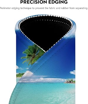 Tropical Paradise Beach Mouse Pad - Relaxing Seaside Scenery, Round Stitched Edges Non-Slip Rubber Base Mouse Pads for Computers Laptop
