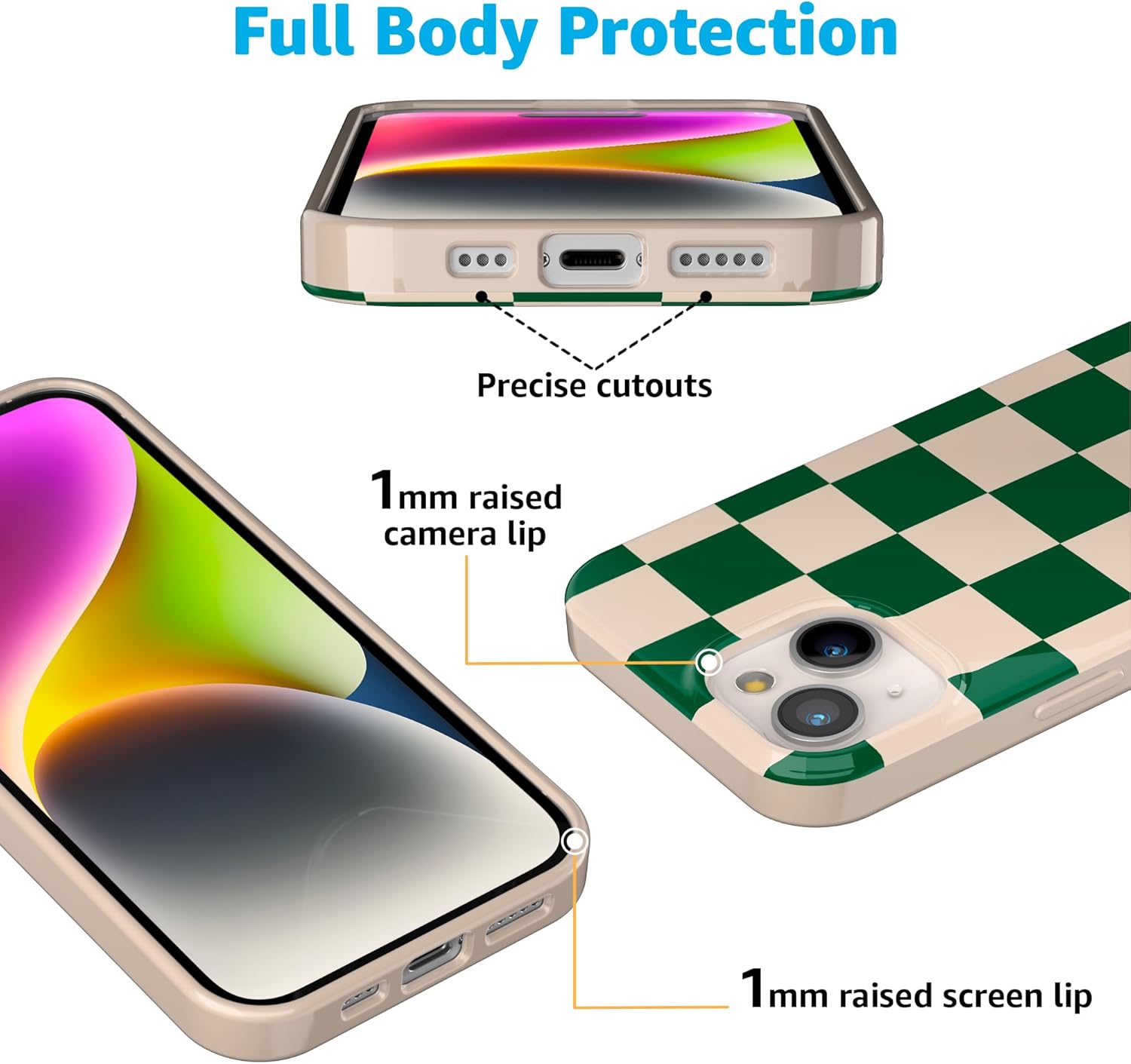 Casely iPhone 14 Case | Fit Check | Green Checkerboard | Compatible with MagSafe | Classic Ultra Slim Design - Image 5
