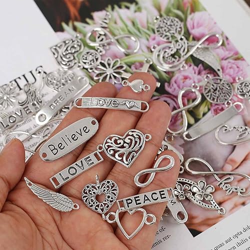 Miniatura 2 de HERZWILD Conector de joyería de metal mezclado, conjunto de colgantes, colgante de joyería DIY, colgante de signo infinito, conector de joyería de