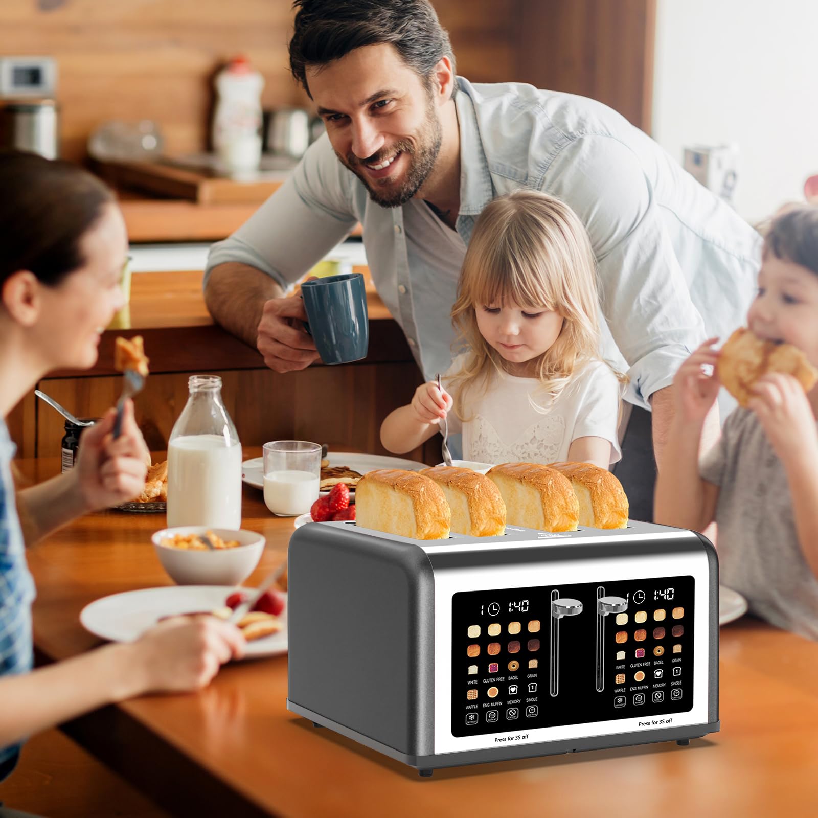 Snapklik.com : 4 Slice Toaster Touch Screen, Stainless Steel Toasters