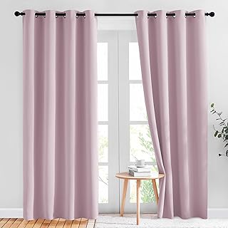 NICETOWN Blackout Pink Curtains for Girls Room - Thermal Insulated Solid Grommet Room Darkening Curtains/Panels/Drape for Bedroom (Lavender Pink=Baby Pink, 1 Pair, 52 by 84-Inch) - Buy now