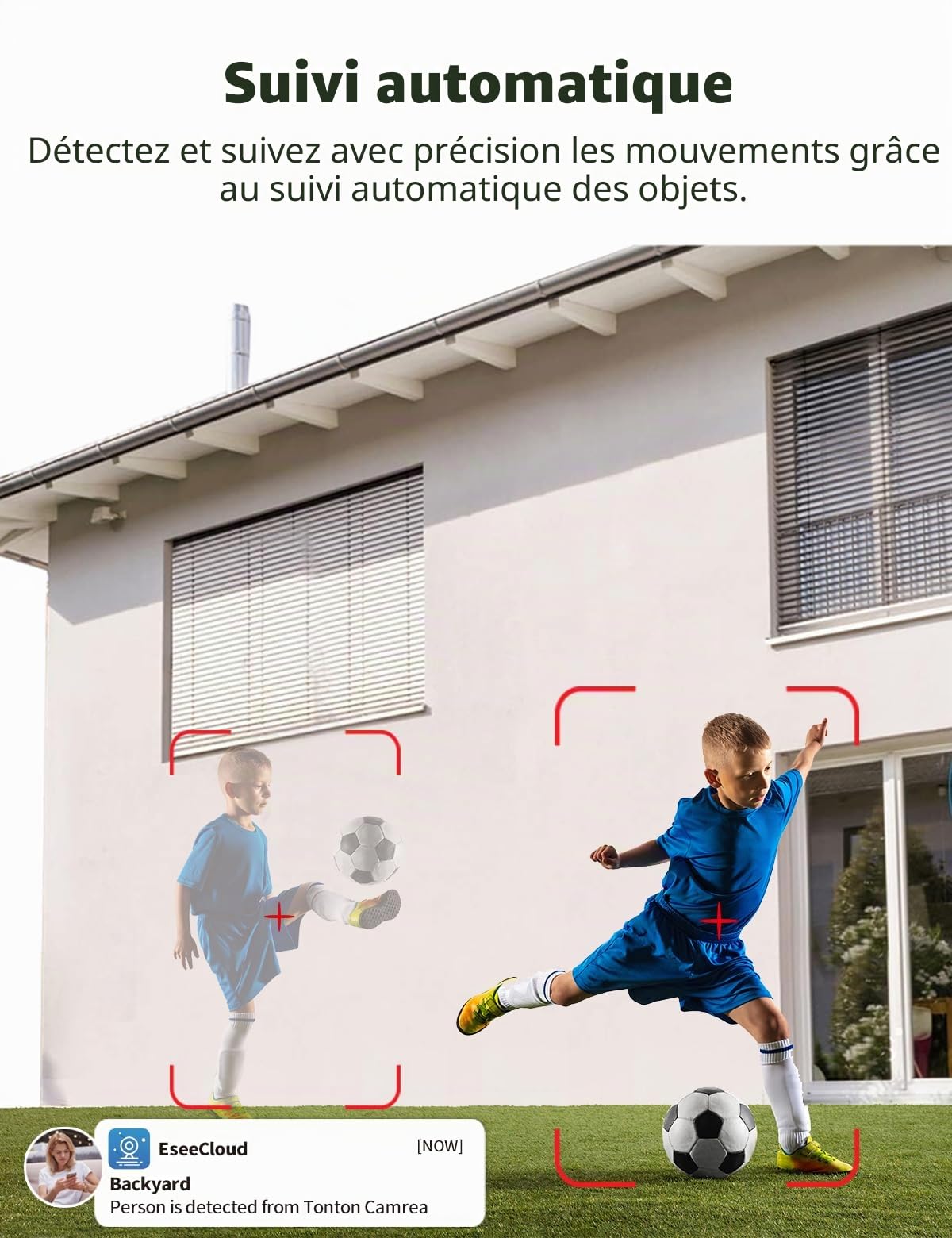 Tonton Outdoor 1080P Caméra de IP dôme PTZ WiFi, caméra IP WiFi inclinable à 350°/100°, vision nocturne couleur 30m(100 pieds), suivi automatique des personnes AI, audio bidirectionnel, vue à distance