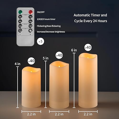 Miniatura 2 de Paquete de 36 velas impermeables sin llama para exteriores, velas LED parpadeantes a pilas con control remoto y temporizador para larternos al aire