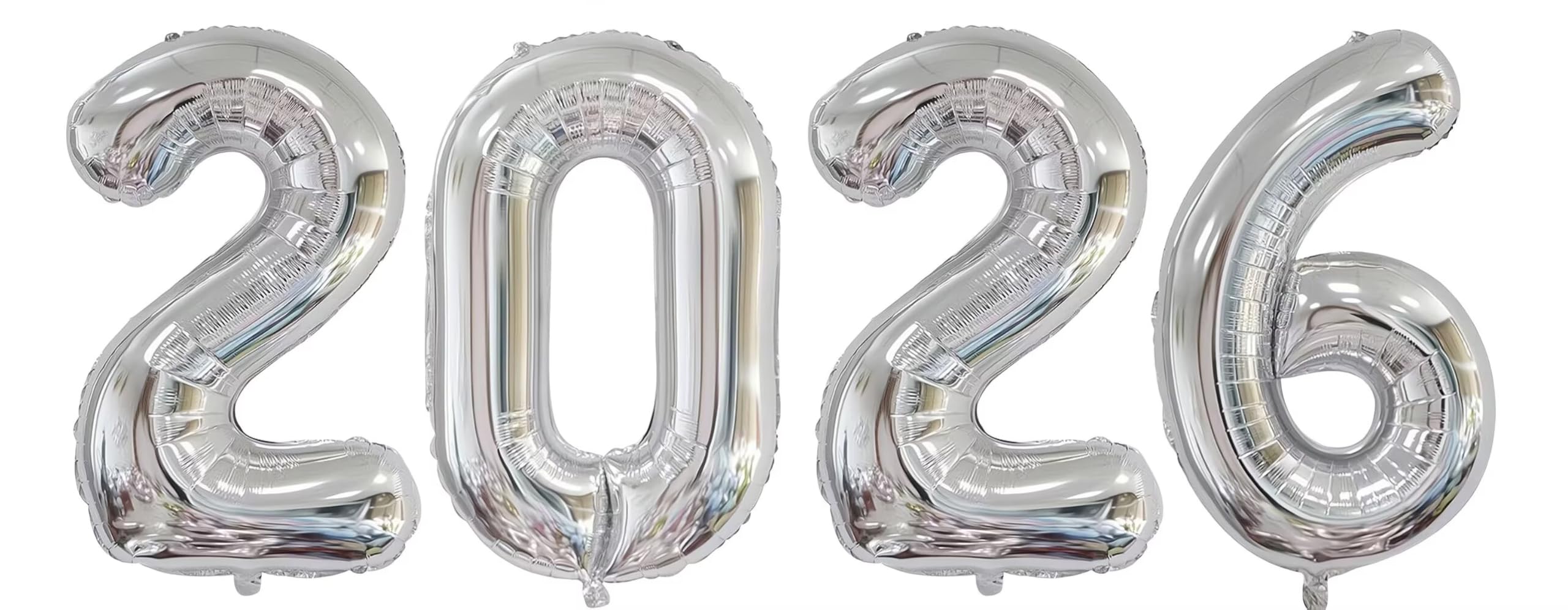 Elizakumi Silver Number 2026 Balloon Large Happy New Year / 40inch Party Deco