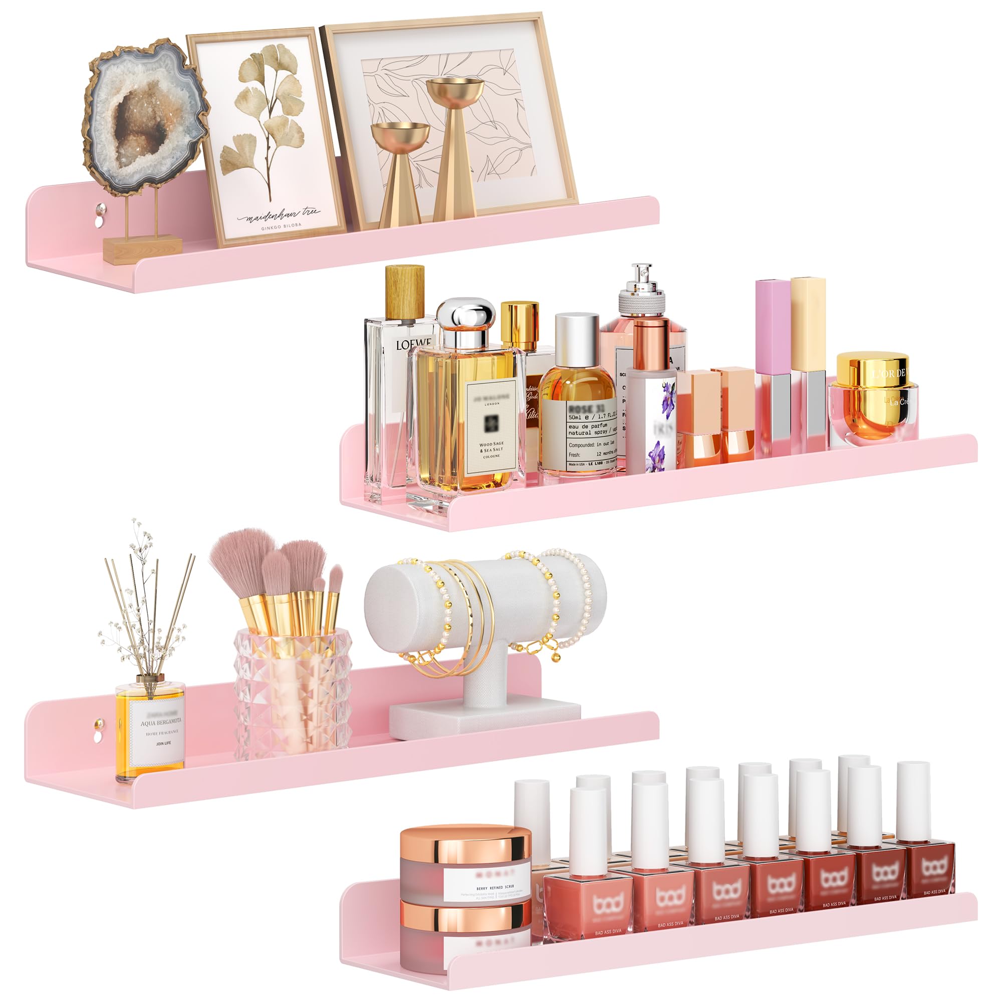 Qukaka Floating Shelves - 3 Pack, Clear Display Ledges -16 Qukaka Floating Shelves - 3 Pack, Clear Display Ledges -16