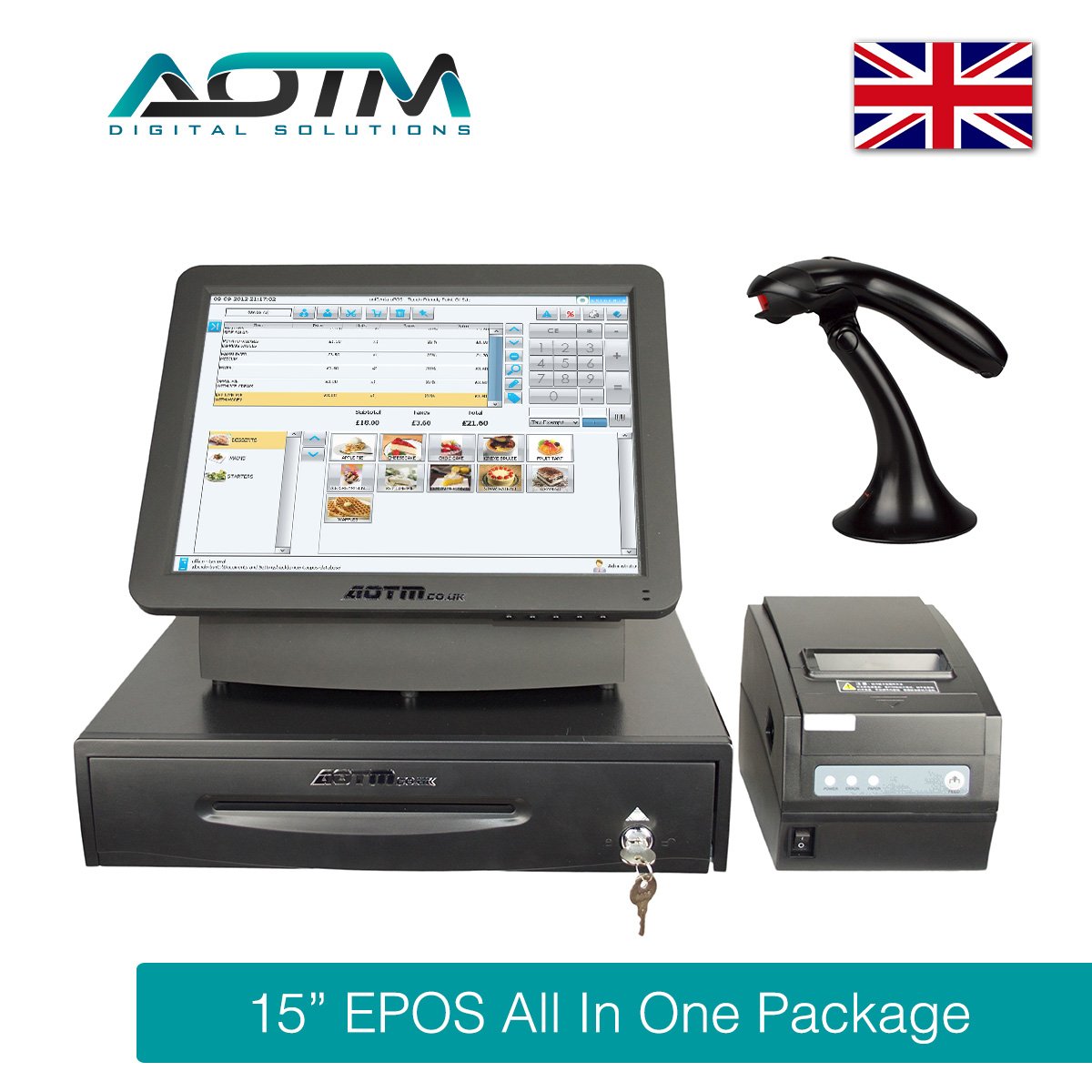 AOTM Complete 15" Touch Screen EPOS POS System - Retail (EPS101-B15PKT1)