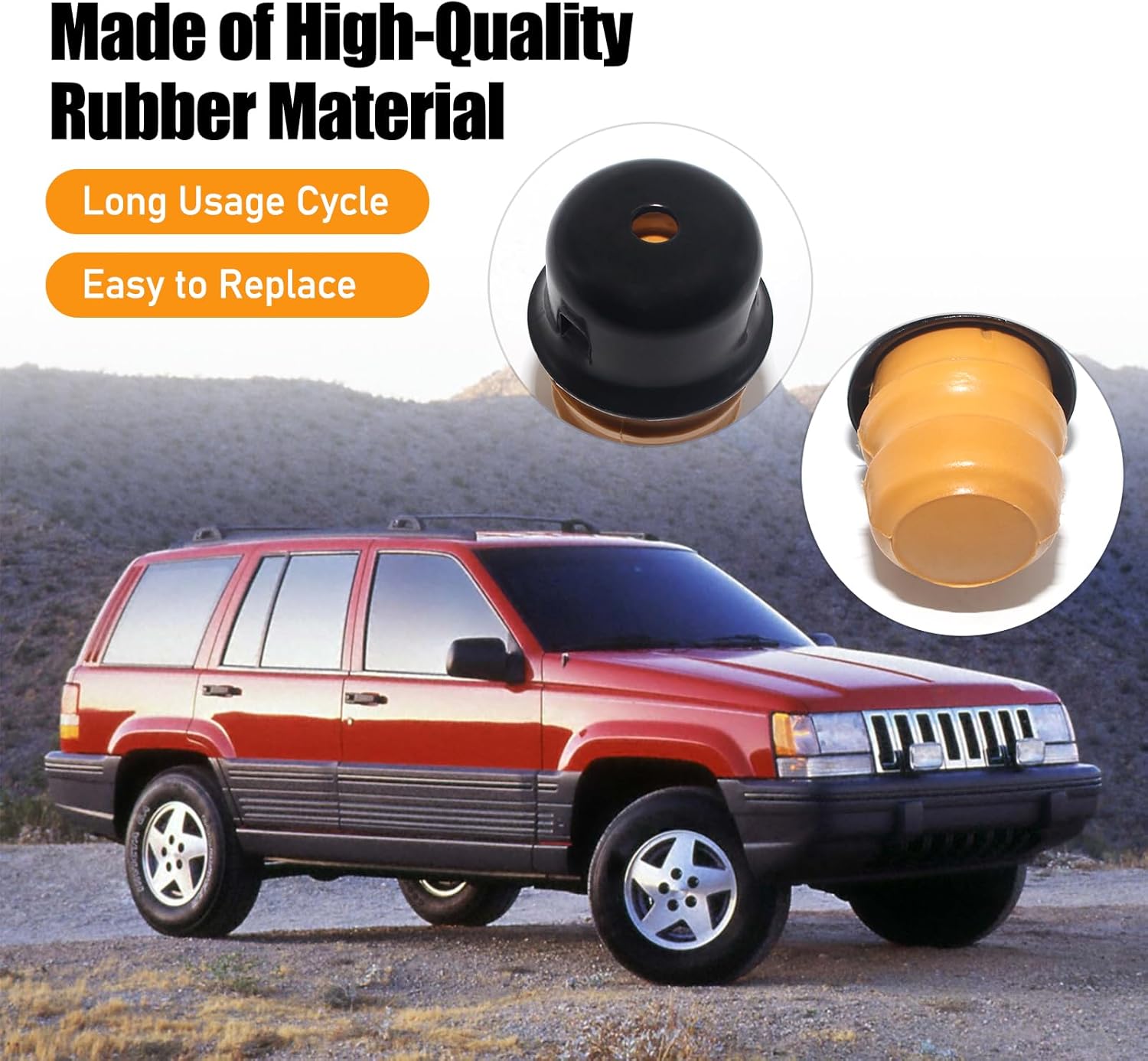 52087636AB 4 Pcs Bump Stops with Cups Brackets Compatible with 1993-1998 Jeep Grand Cherokee ZJ, for 1997-2006 Wrangler TJ Replace 52087636AC 52087636AB