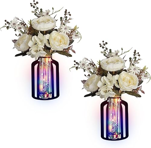 Juego de 2 apliques de pared con tarro de masón, decoración versátil del hogar para tu dormitorio, sala de estar, baño, decoración de puerta