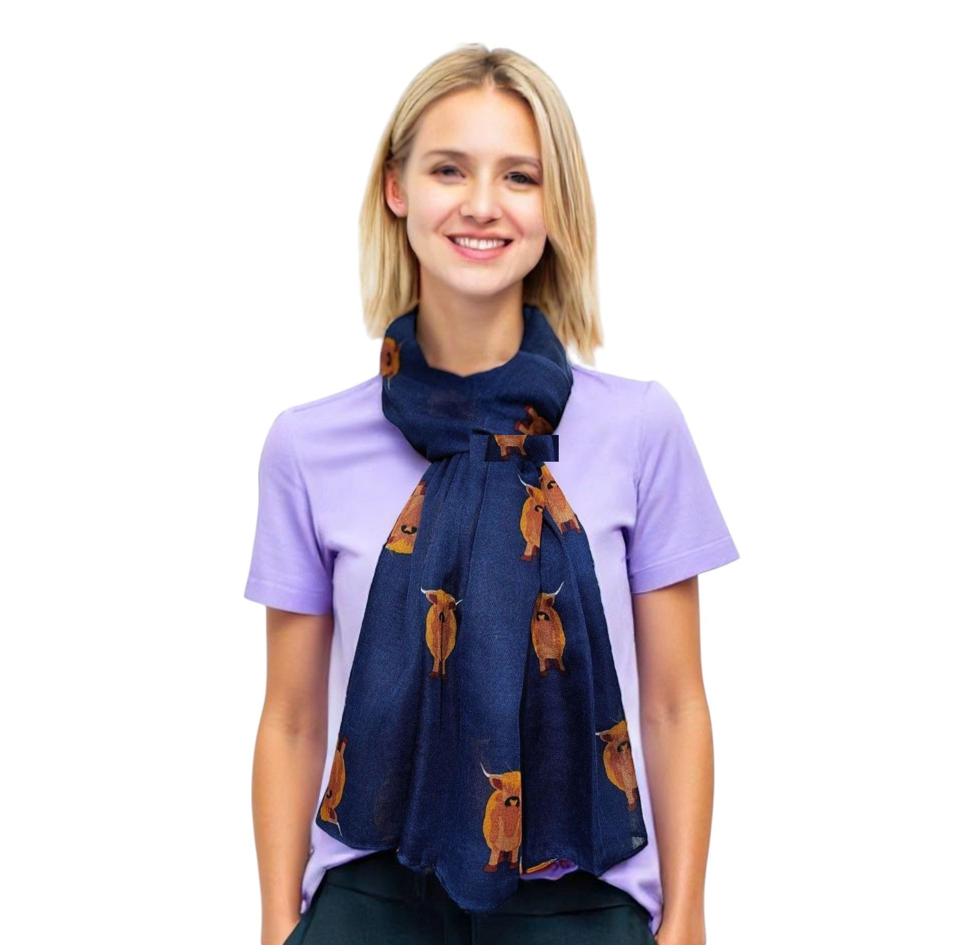 GFM® Scottish Highland Coo Cow or Buffalo Print Scarf