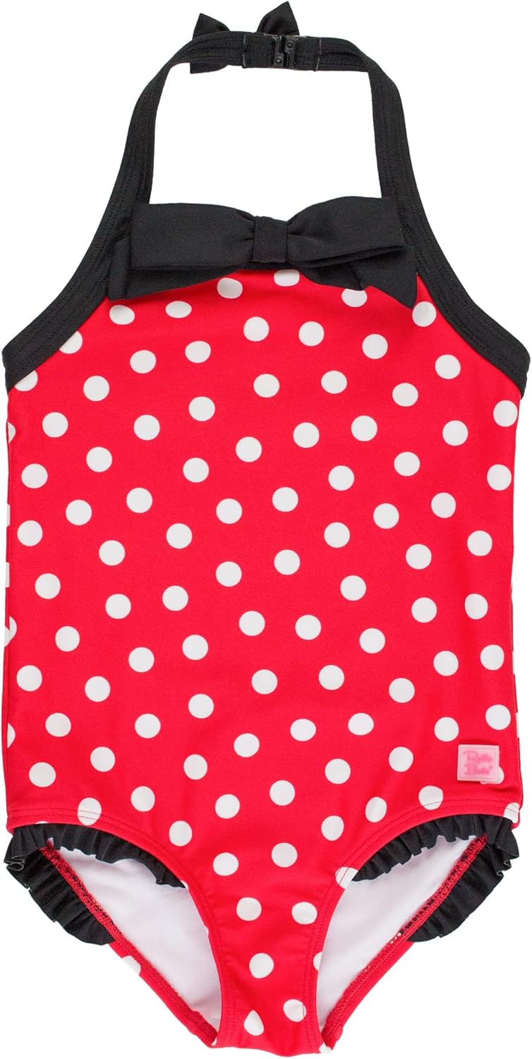 RuffleButts Girls UPF50+ Sun Protection Princess Sleeveless One Piece Swimsuit