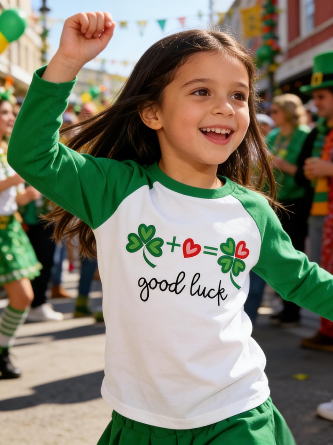 Kids St Patricks Shirts Toddler Unisex Boys Girls Pixel T-Shirt Cast Dinosaur Clover Shamrock Raglen Sleeve Green Tops - Image 5
