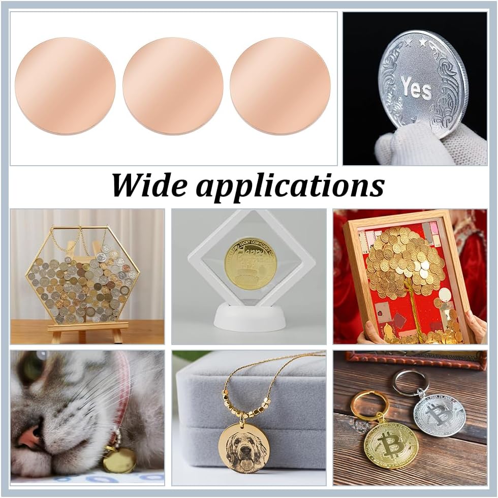 PH PandaHall 12pcs Blank Coins for Engraving Blank Challenge Coins Stainless Steel Custom Coin 32mm Coin Blanks Disc Metal Stamping Blanks for Crafts Engraving Jewelry Making, Rose Gold