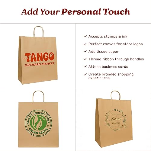 Vista 5 de PTP BAGS Natural 18" x 7" x 18.5" Cargo Bags, Brown Paper Bags with Handless [Pack of 200] Recyclable Kraft Paper Gift Bags