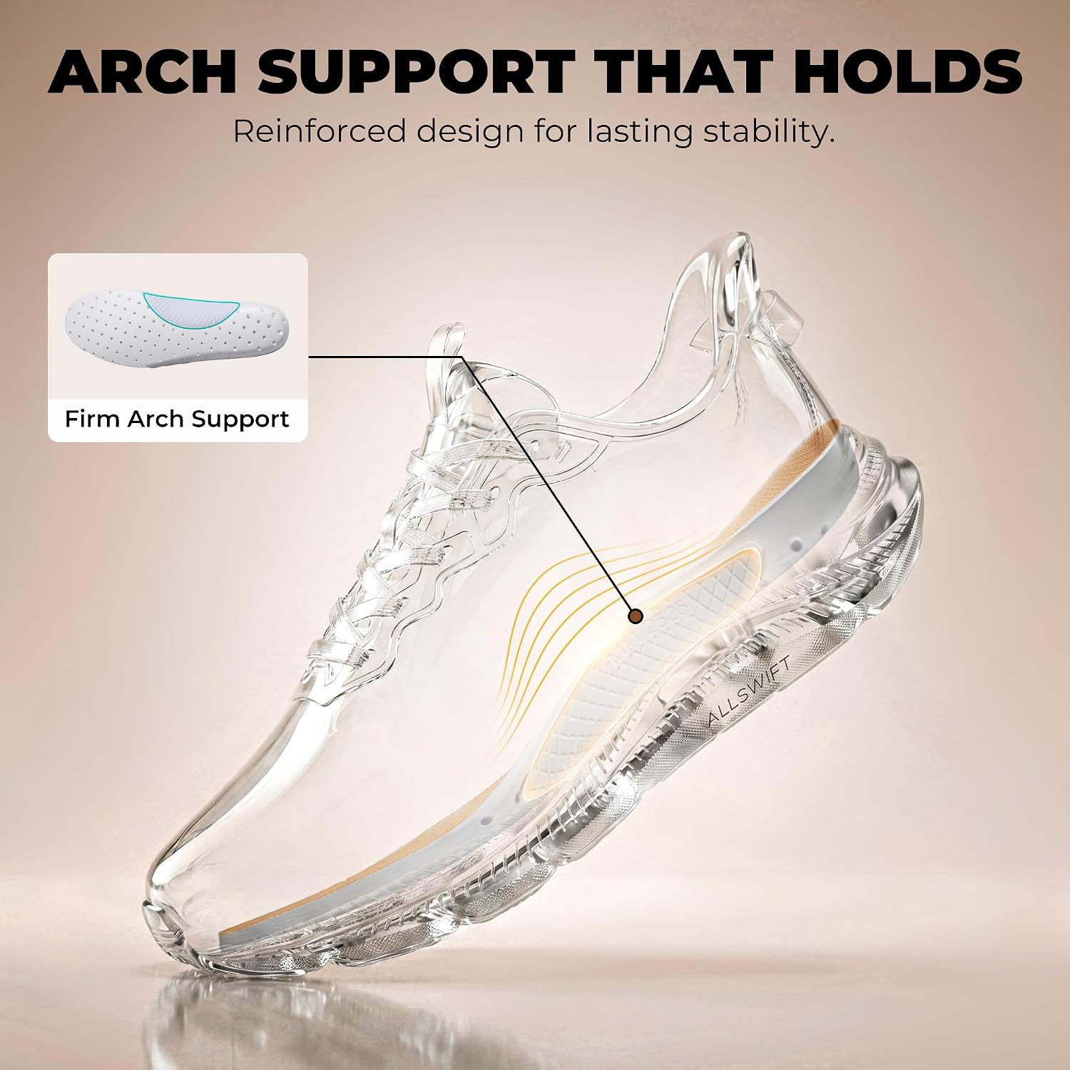 ALLSWIFIT Womens Slip On Stability Support Walking Shoes Coushioning Non Slip Breathable Comfortable Cross Trainer Workout StediCore Running Gym Fashion Sneaker