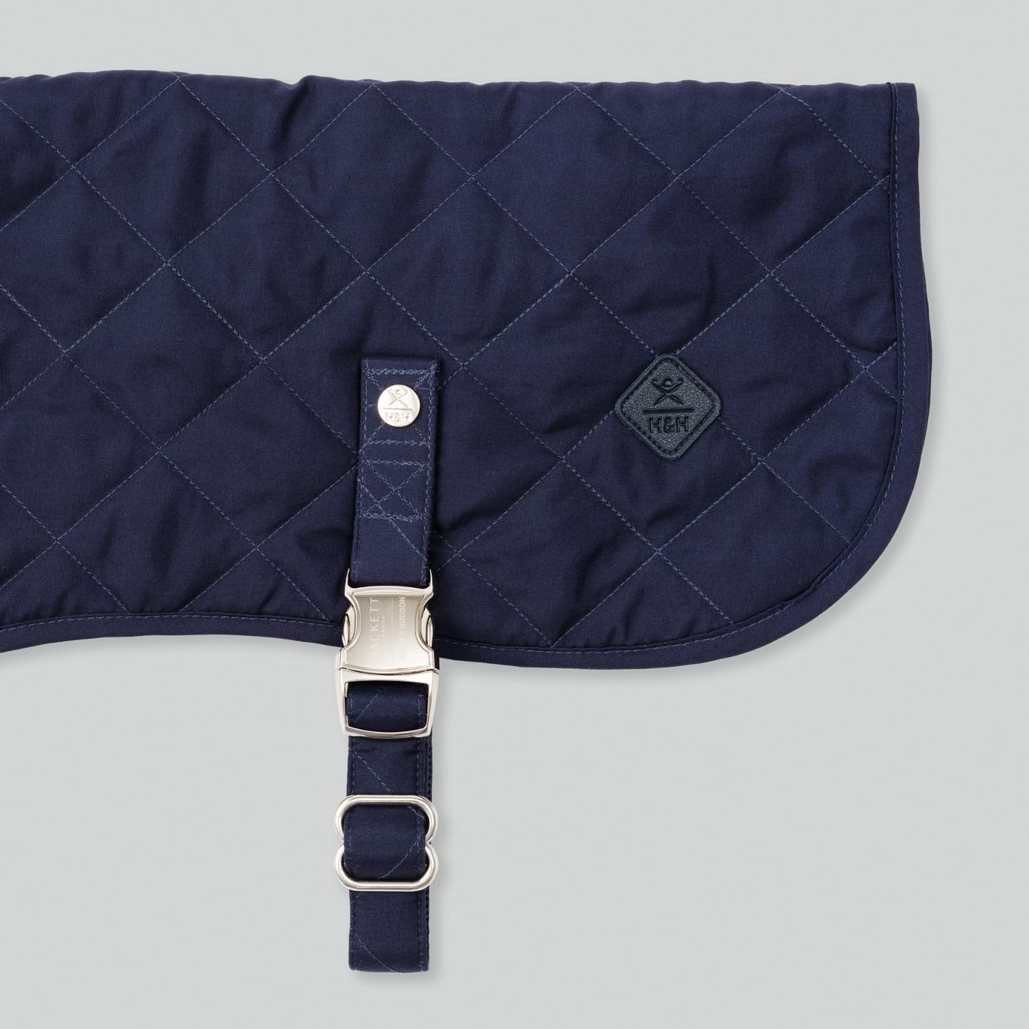 HUGO & HUDSON x HACKETT Quilted Dog Jacket Warm Winter Coat with Corduroy Collar, Navy XS25 - Image 2