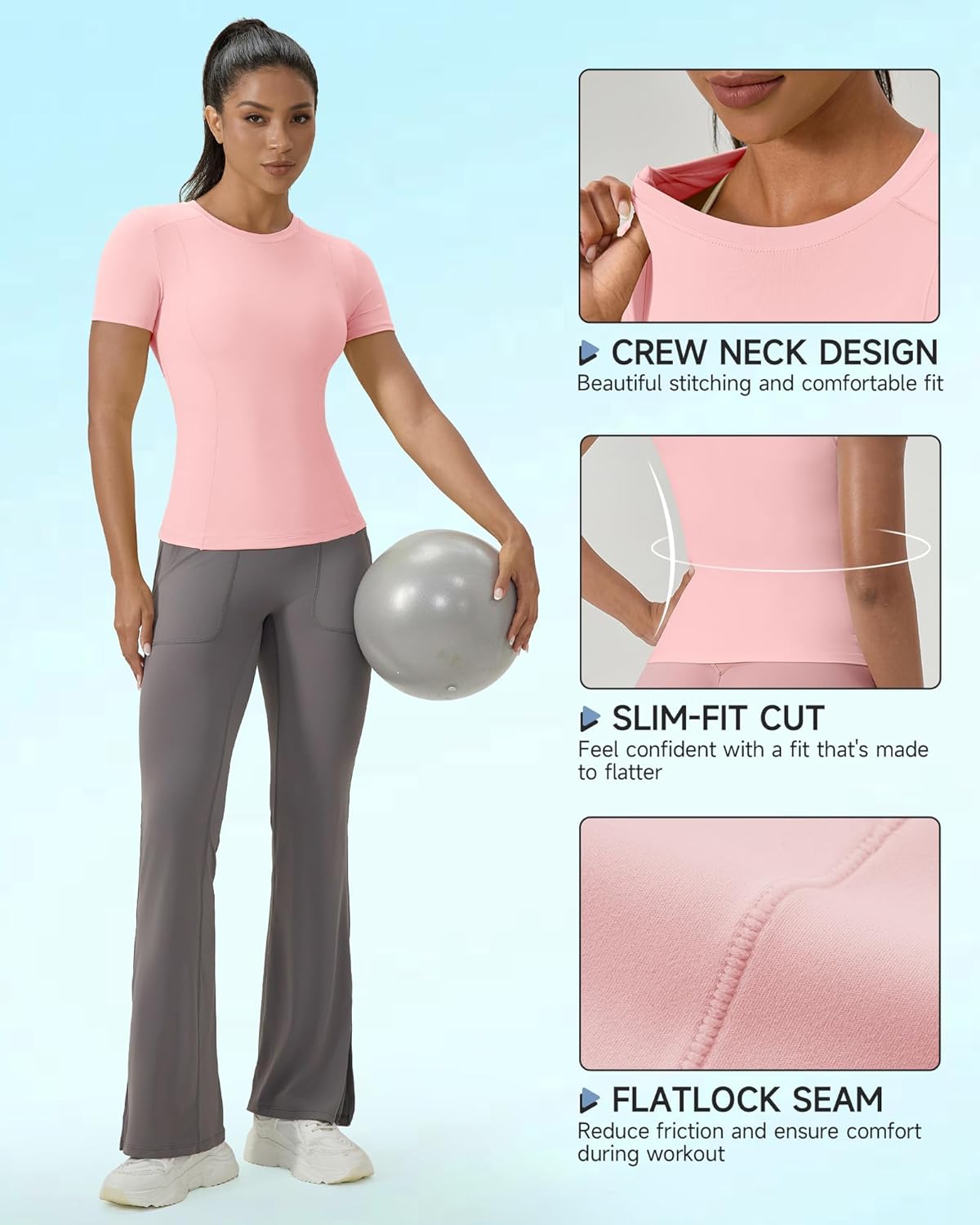 SPVISE Short Sleeve Workout Tops for Women Slim Fitted Athletic Shirt Compression Tee Dry Fit Yoga Gym Tshirt Comfy Basic Top - Image 7