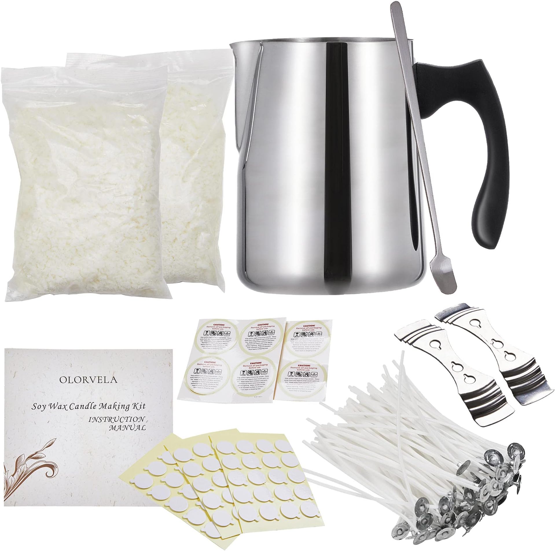 olorvela Soy Candle Making Kit for Adults with Soy Wax Flakes & Candle Wax Melting Pot, Candle Making Supplies with Instructions