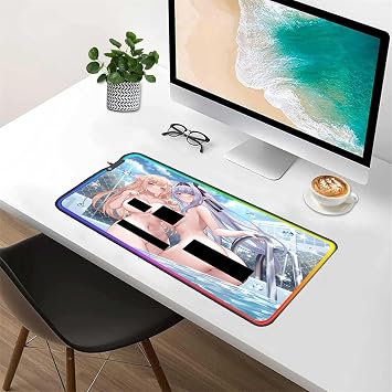 Gaming Mouse Pads RGB Sexy Anime Accessories Computer Game Settings Color Light LED Computer Laptop Desk Mat Sexy Butt Breasts Chest 27.55x12 inche