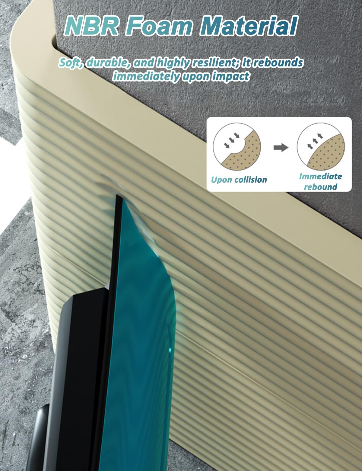 Protector Pared Garaje Espuma NBR Autoadhesiva - 60 cm de Ancho, Protector Columnas Garaje Parking, Puertas Coche y Parachoques Protección contra Impactos, Evita Golpes y Arañazos(Azul,60x500 cm)