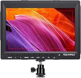 FEELWORLD FW759 Câmera DSLR de 7 polegadas monitor de campo HD Video Assist Slim IPS 1280x800 4K HDMI 1080p com para-sol