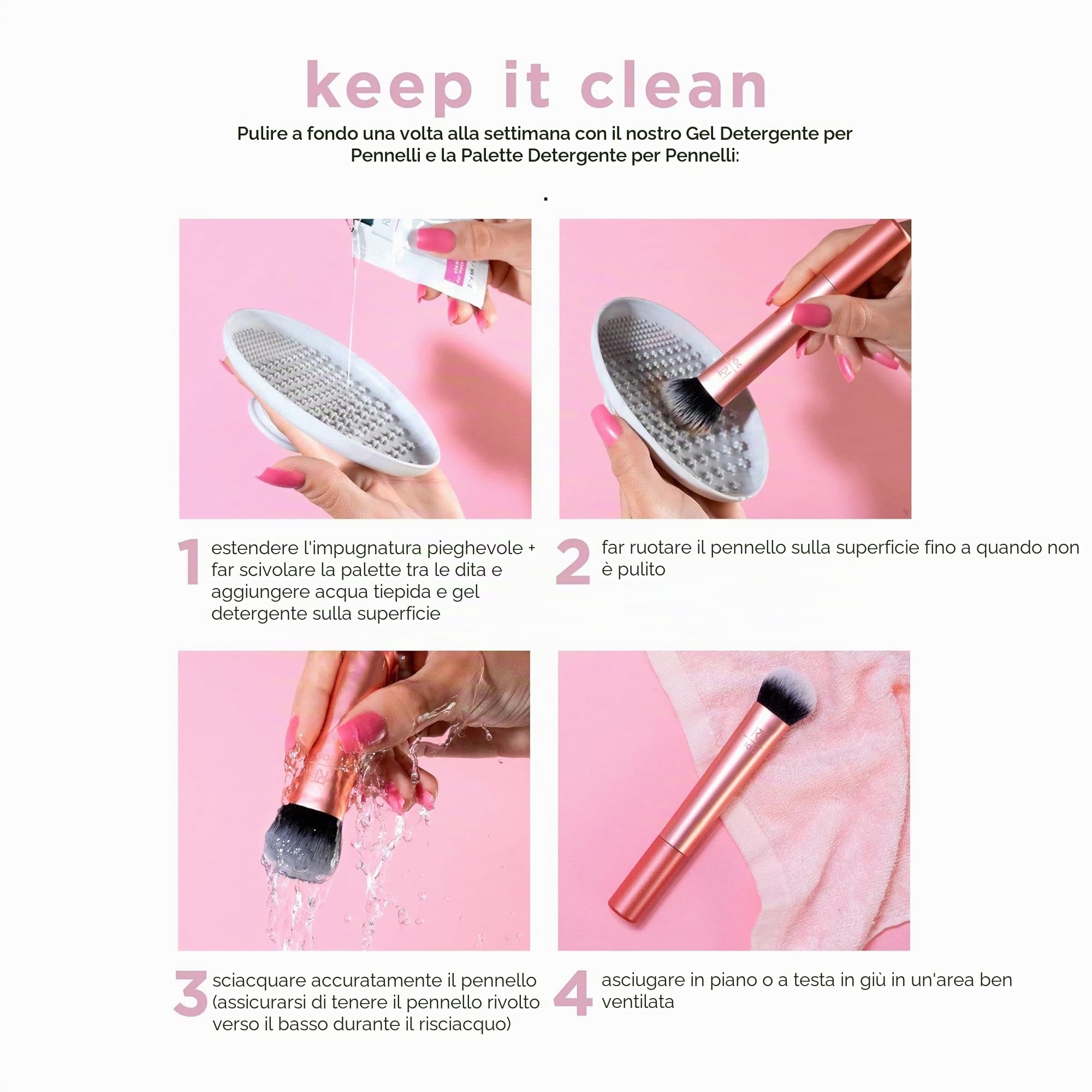 Real Techniques Mini pennello da trucco multiuso, per fard, bronzer e cipria, pennello per il viso con setole sintetiche tagliate su misura, 1 confezione