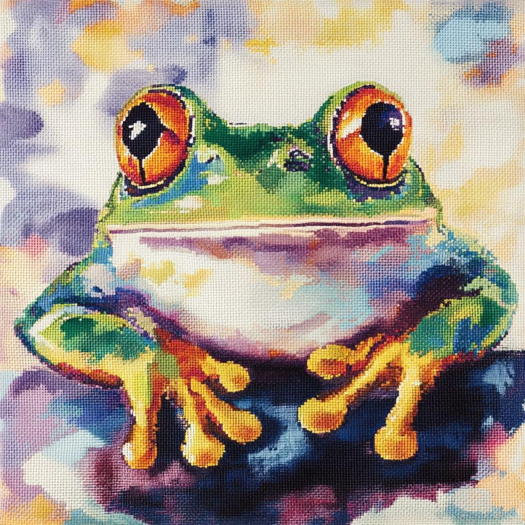 Taxpy Latch Hook Kits, Animal Frog DIY Pillowcase Hook and Latch Kit, Needlework Cushion Cover Hand Craft Crochet Sofa Decoration 43x43cm