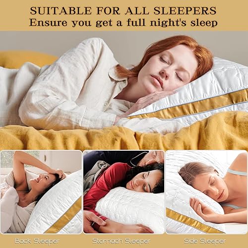 Miniatura 2 de mislili Juego de 2 almohadas tamaño Queen, almohadas de cama de calidad de hotel para dormir, juego de 2 almohadas Queen de apoyo y comodidad,